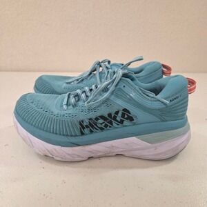 Hoka One One Bondi 7 Wide Blue Fog Running Shoes Womens 6.5 D 1110519
